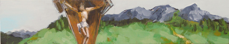 Jesus in Österreich | Acryl auf Holz | 2-teilig, 68 x 13,3 cm | Irene Müller | 2007